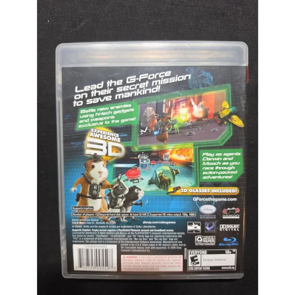 G-Force (Sony PlayStation 3, 2009) Ps3 Tested No Glasses